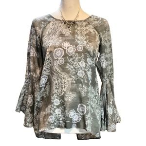Lauren Conrad Bohemian Type Blue/Gray Long Sleeve Top, Sz XS(more like Small/Med